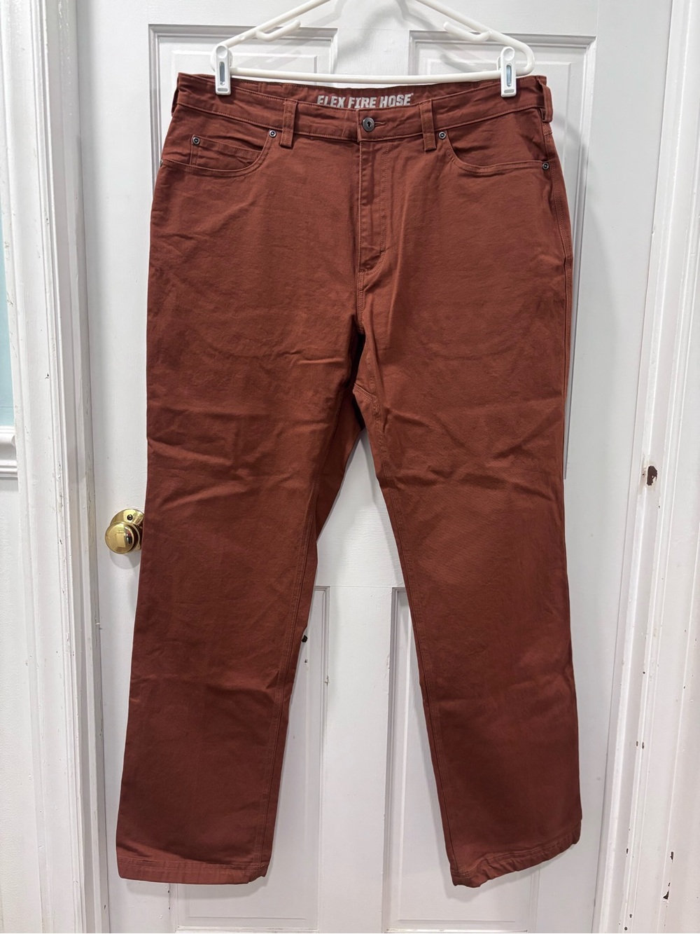 Duluth Trading Co Men’s Flex Fire Hose Relaxed Fit 5 Pocket Pants 38x34 Copper